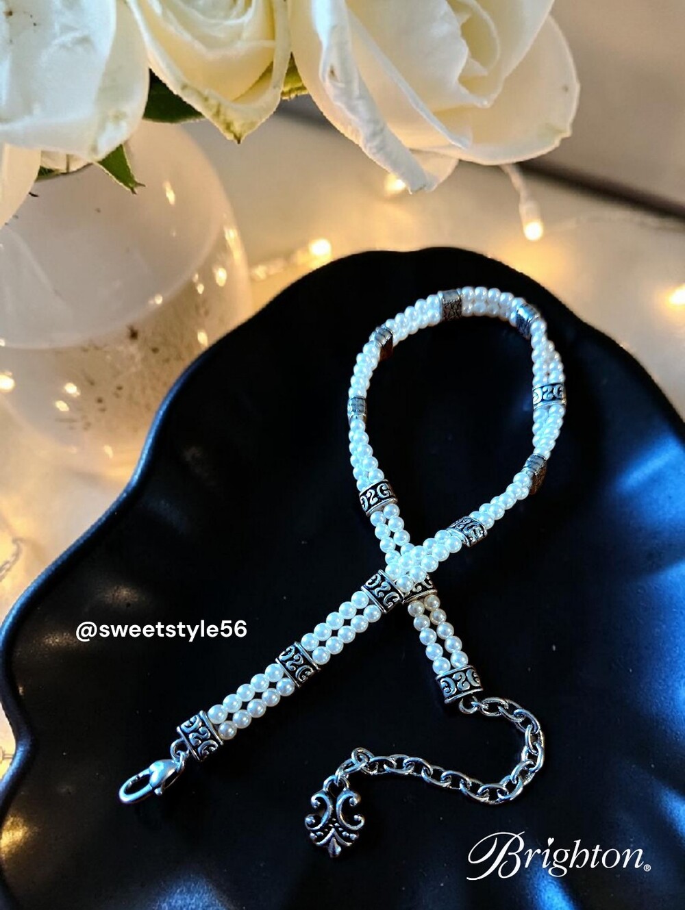 BRIGHTON "Lady Jane Emporium" Pearl And Silver Necklace WEDDING READY!